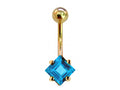 14K Gold Belly Button Ring: Diamond Crystal Navel Piercing