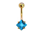 14K Gold Belly Button Ring: Diamond Crystal Navel Piercing