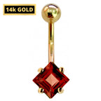 14K Gold Belly Button Ring: Diamond Crystal Navel Piercing