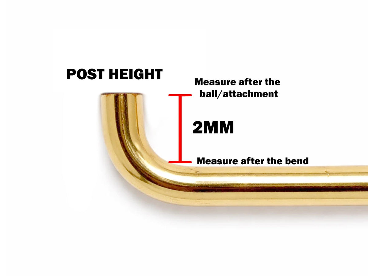 14K Gold Staple barbell Surface Dermal Implant with Internally Threaded Flat Cylinder Top
