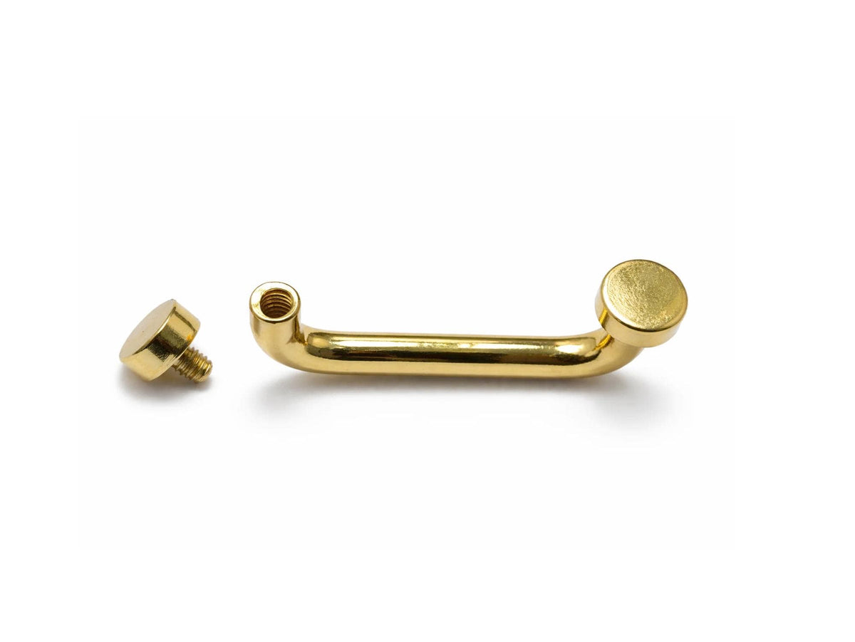 14K Gold Staple barbell Surface Dermal Implant with Internally Threaded Flat Cylinder Top