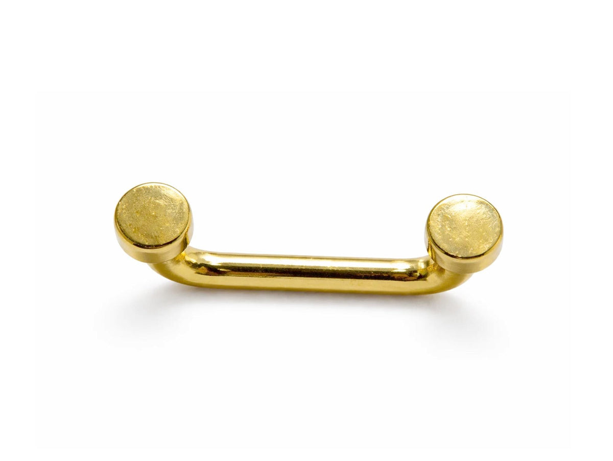 14K Gold Staple barbell Surface Dermal Implant with Internally Threaded Flat Cylinder Top