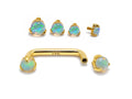 14K Gold Surface Staple barbell Dermal Implant with Opal Stone Internally Threaded