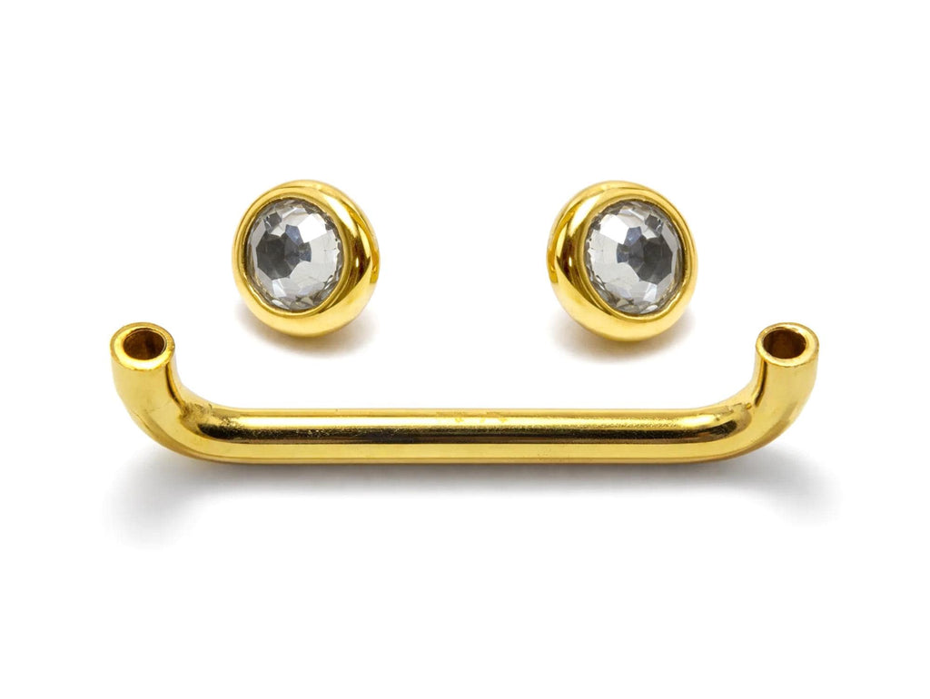 14K Gold Surface Staple barbell Dermal Implant with Internally Threaded Flat Gem Crystal