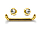 14K Gold Surface Staple barbell Dermal Implant with Internally Threaded Flat Gem Crystal