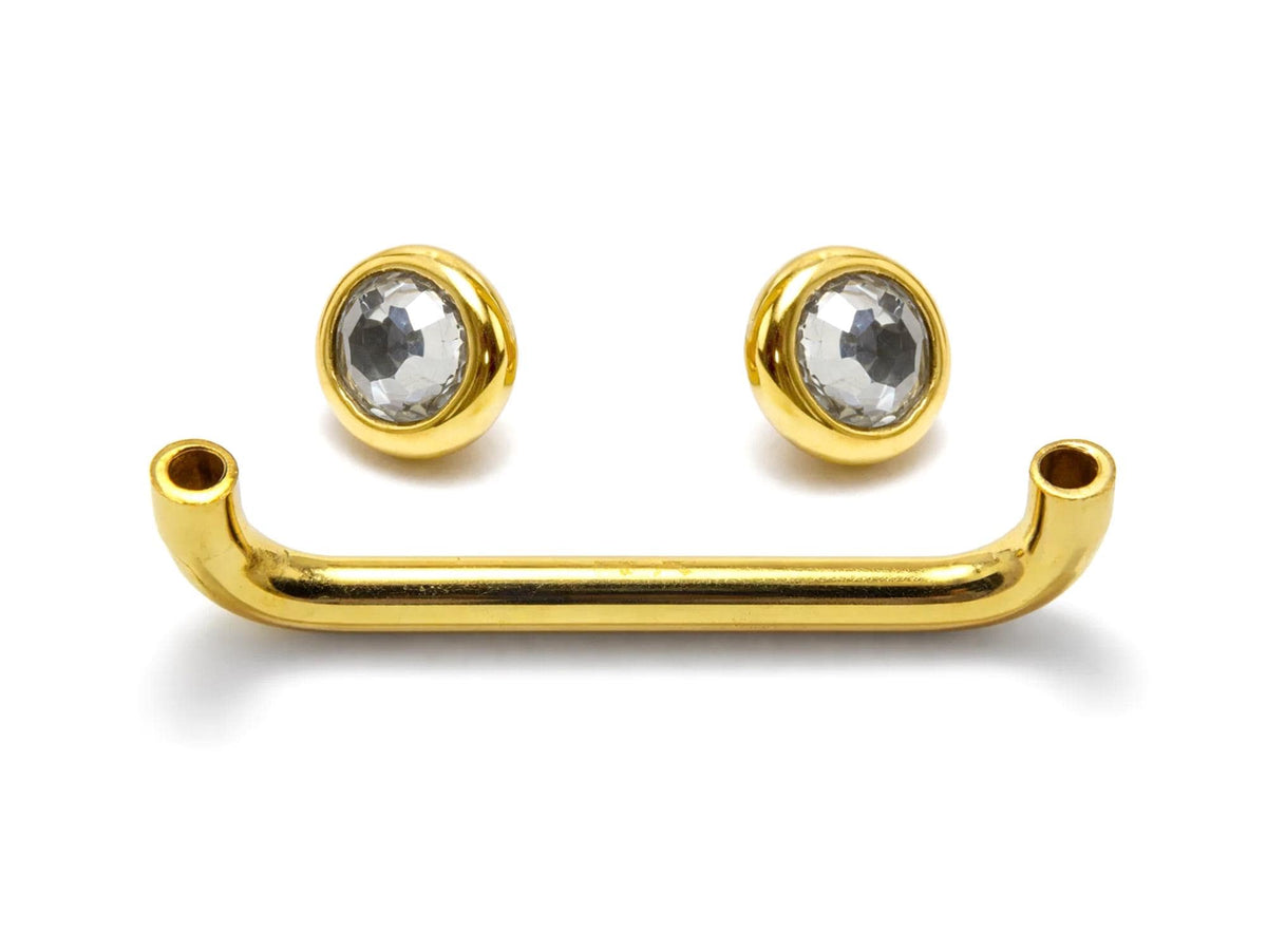 14K Gold Surface Staple barbell Dermal Implant with Internally Threaded Flat Gem Crystal
