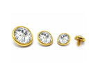 14K Gold Surface Staple barbell Dermal Implant with Internally Threaded Flat Gem Crystal