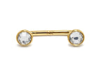 14K Gold Surface Staple barbell Dermal Implant with Internally Threaded Flat Gem Crystal