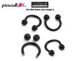 Black Titanium Horseshoe Septum Ring: Nose Piercing Barbell (18g-14g)