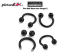 Black Titanium Horseshoe Septum Ring: Nose Piercing Barbell (18g-14g)