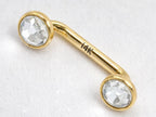 14K Gold Surface Staple barbell Dermal Implant with Internally Threaded Flat Gem Crystal