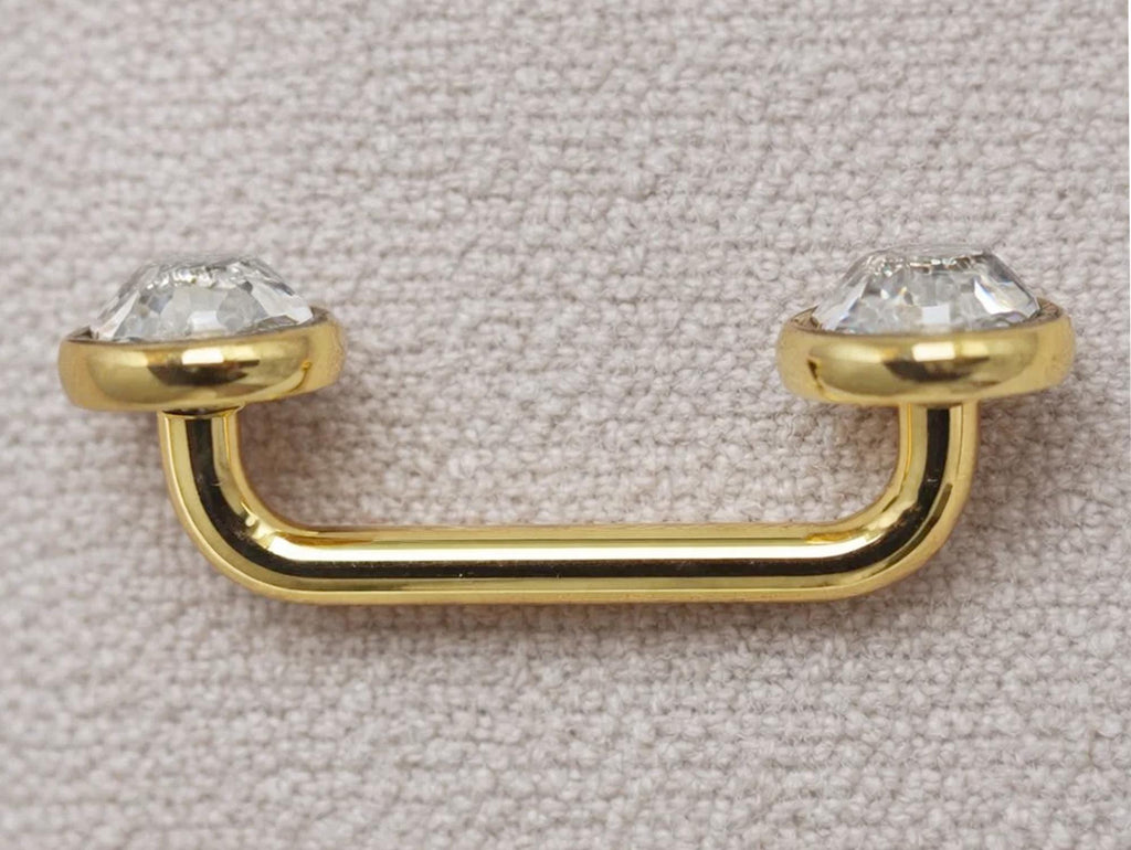 14K Gold Surface Staple barbell Dermal Implant with Internally Threaded Flat Gem Crystal