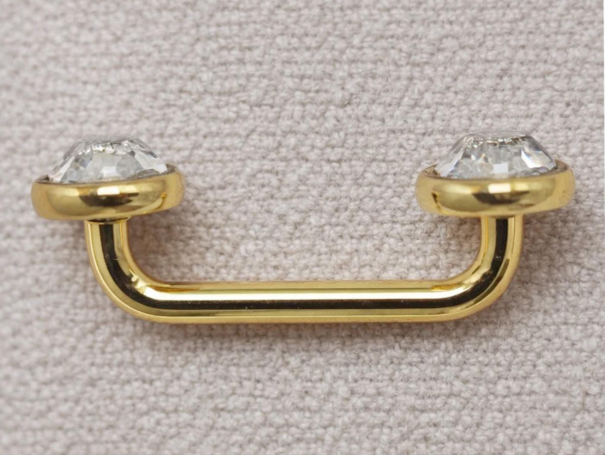 14K Gold Surface Staple barbell Dermal Implant with Internally Threaded Flat Gem Crystal