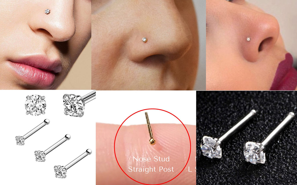 Titanium Nose Bone Stud: 18g CZ Crystal Nose Pin