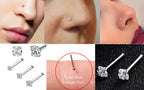 Titanium Nose Bone Stud: 18g CZ Crystal Nose Pin