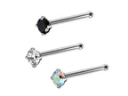 Titanium Nose Bone Stud: 18g CZ Crystal Nose Pin