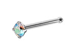 Titanium Nose Bone Stud: 18g CZ Crystal Nose Pin