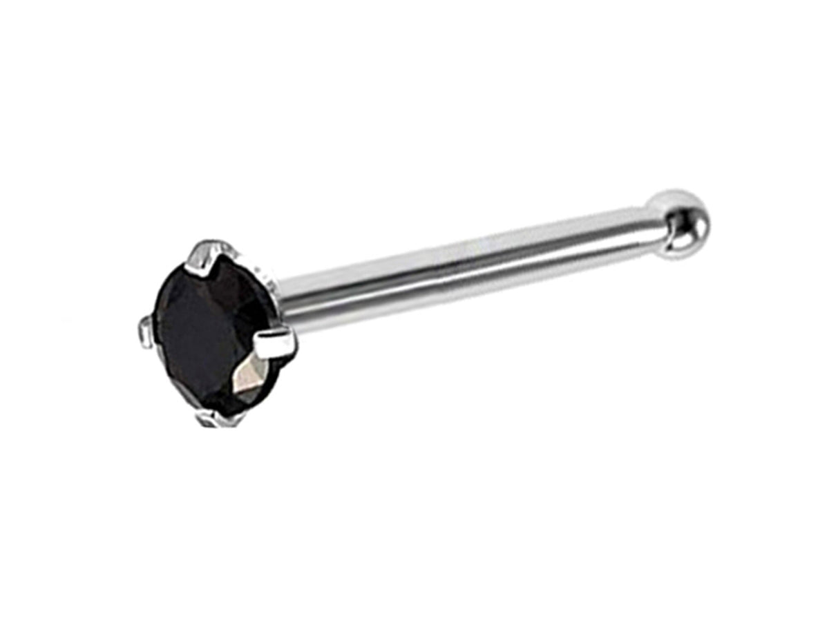 Titanium Nose Bone Stud: 18g CZ Crystal Nose Pin