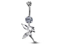 Silver Fairy Belly Ring: CZ Crystal Navel Piercing, 16g