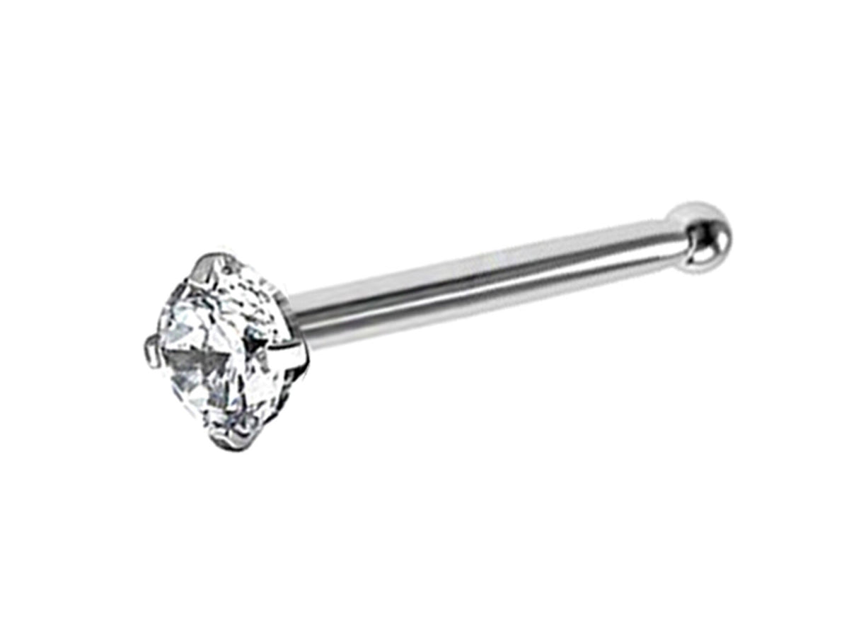 Titanium Nose Bone Stud: 18g CZ Crystal Nose Pin