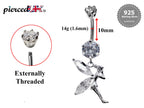 Silver Fairy Belly Ring: CZ Crystal Navel Piercing, 16g