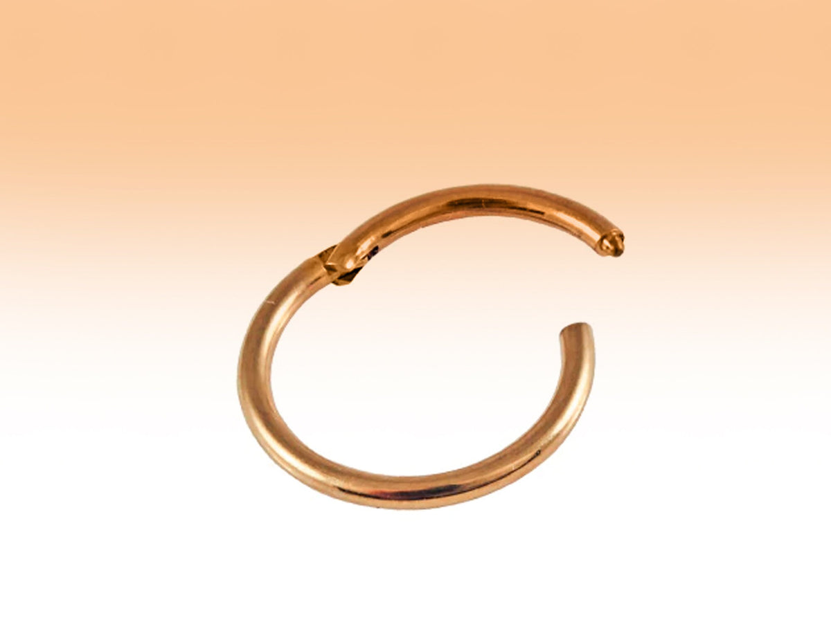14K Rose Gold Clicker Hoops Septum Nose Ring, Lip Jewellery Body Piercing 18g, 16g