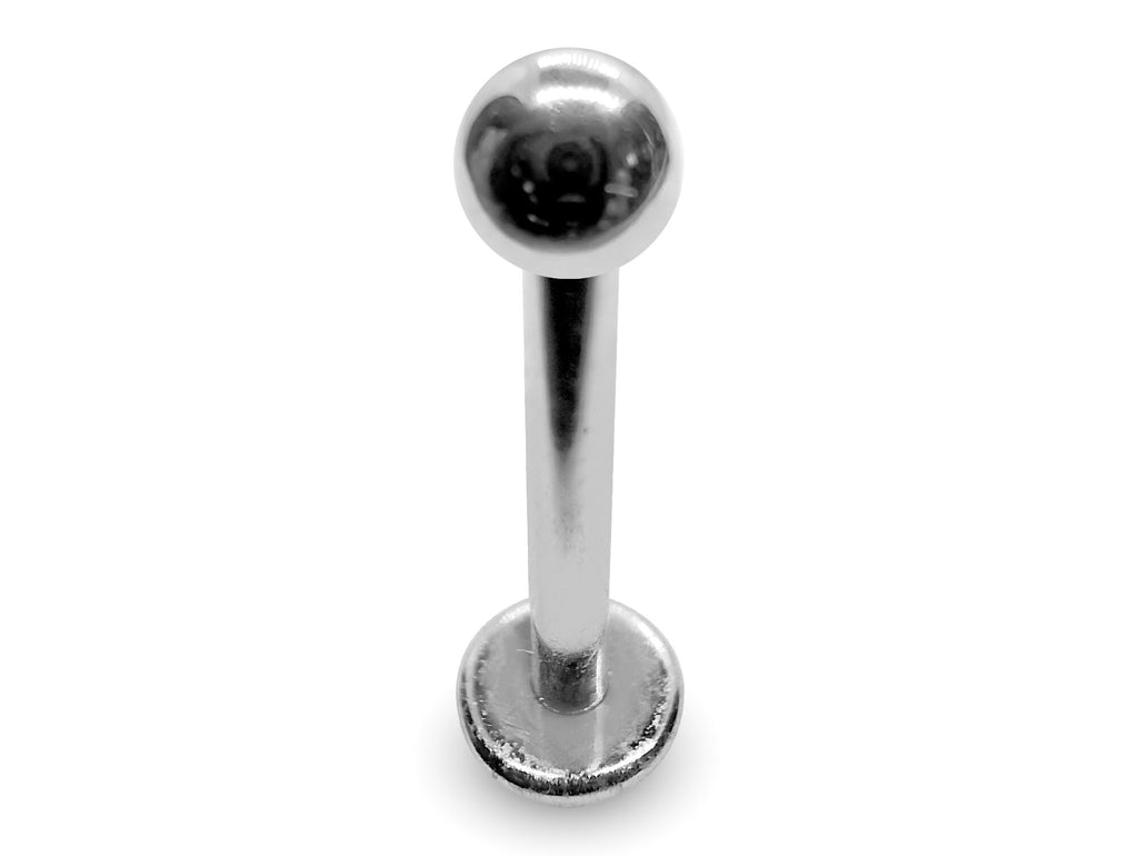 14K White Gold Labret Stud: Internally Threaded Body Piercing (16G 14G)
