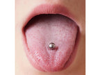 14K White Gold Internally Threaded Barbell: Tongue, Nipple, Ear Piercing