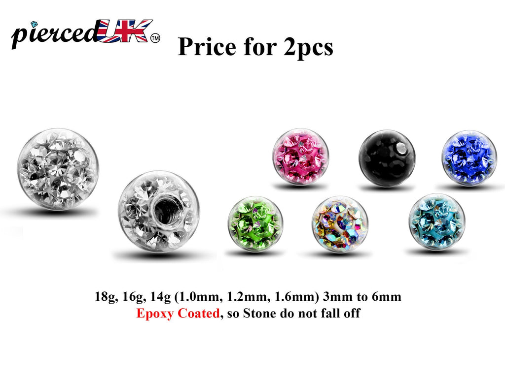 Epoxy Coated Disco Ball Piercing Attachment (2pcs) 14g/16g/18g