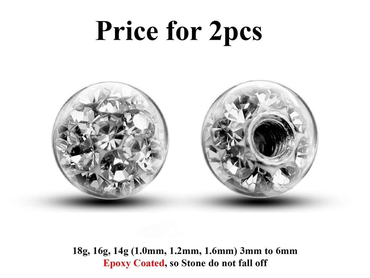 Epoxy Coated Disco Ball Piercing Attachment (2pcs) 14g/16g/18g