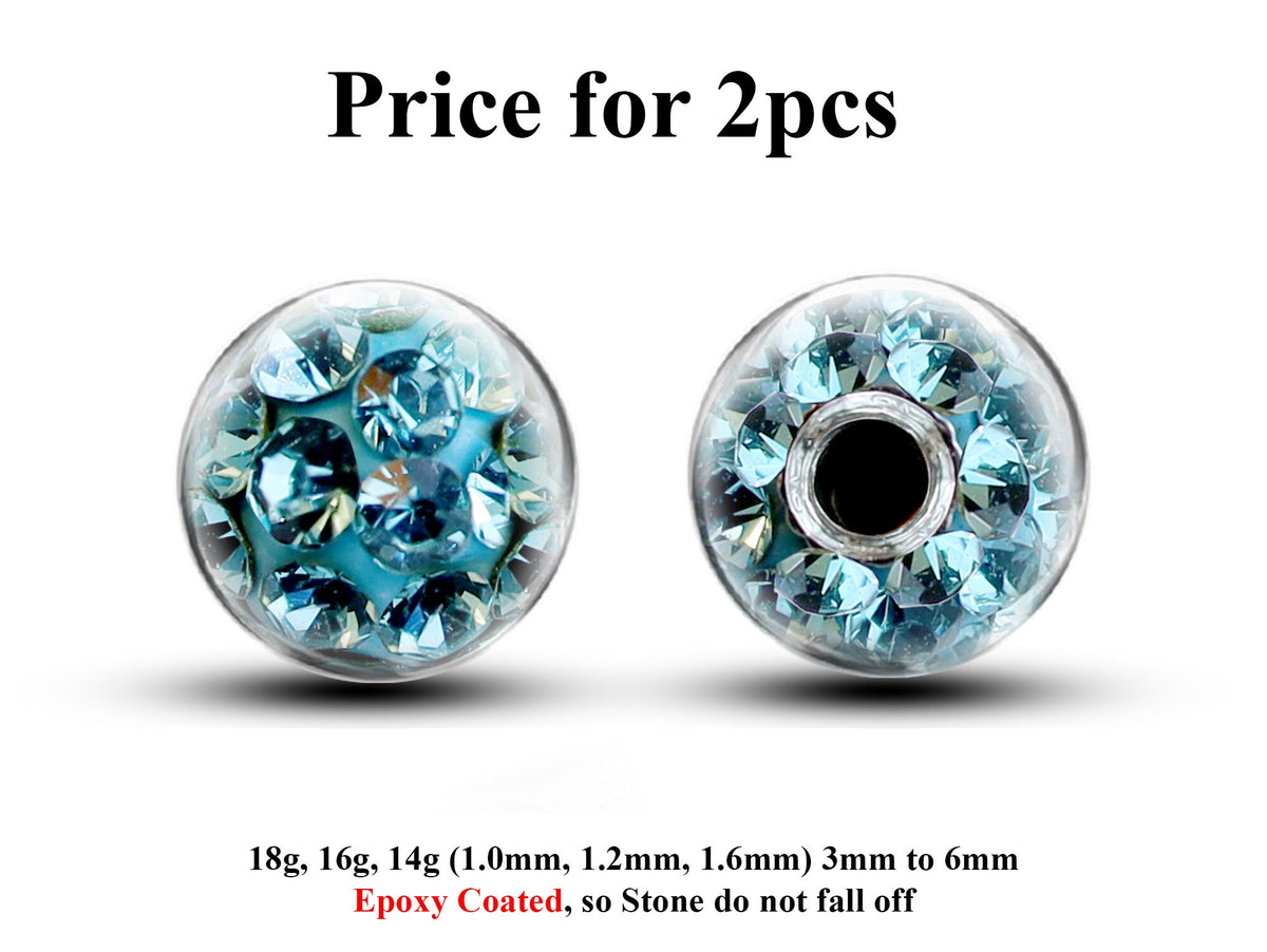 Epoxy Coated Disco Ball Piercing Attachment (2pcs) 14g/16g/18g