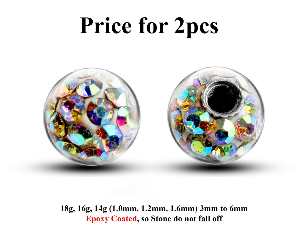 Epoxy Coated Disco Ball Piercing Attachment (2pcs) 14g/16g/18g
