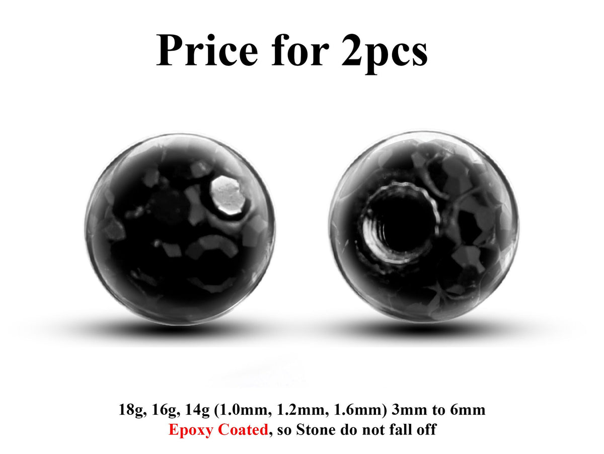 Epoxy Coated Disco Ball Piercing Attachment (2pcs) 14g/16g/18g