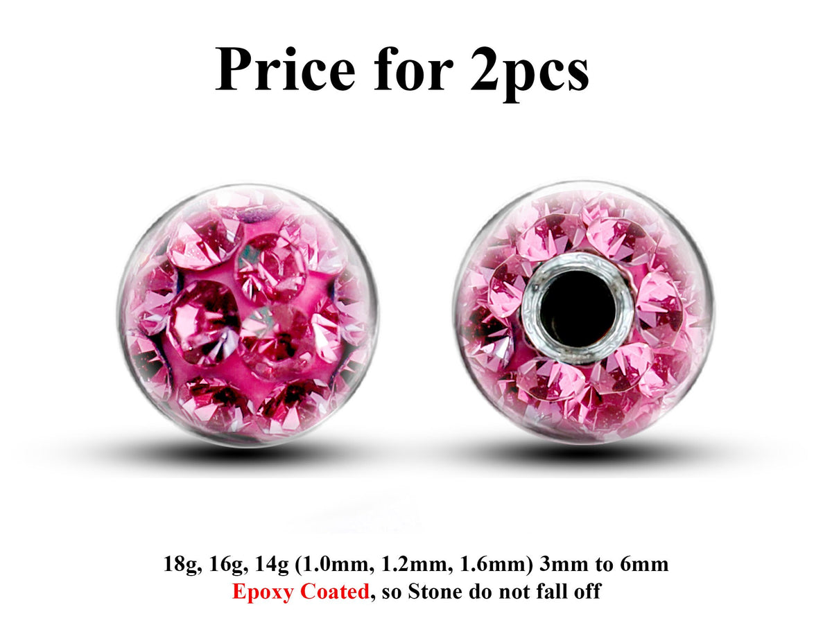 Epoxy Coated Disco Ball Piercing Attachment (2pcs) 14g/16g/18g