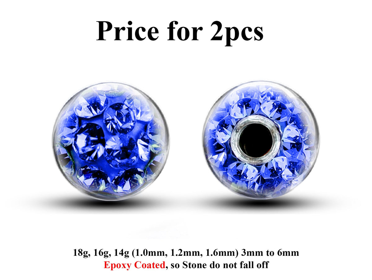 Epoxy Coated Disco Ball Piercing Attachment (2pcs) 14g/16g/18g