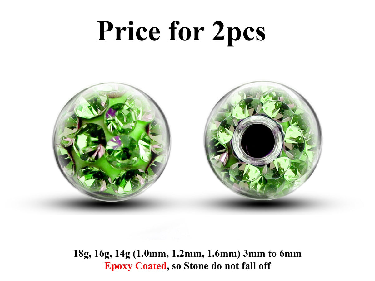 Epoxy Coated Disco Ball Piercing Attachment (2pcs) 14g/16g/18g