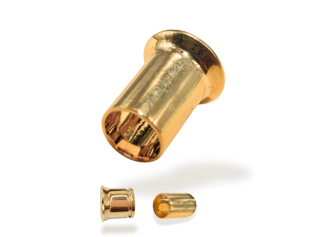 14K Solid Gold Ear Tunnel Plug: Handmade Body Jewelry - 1 piece - Big gauge ear plugs in Gold