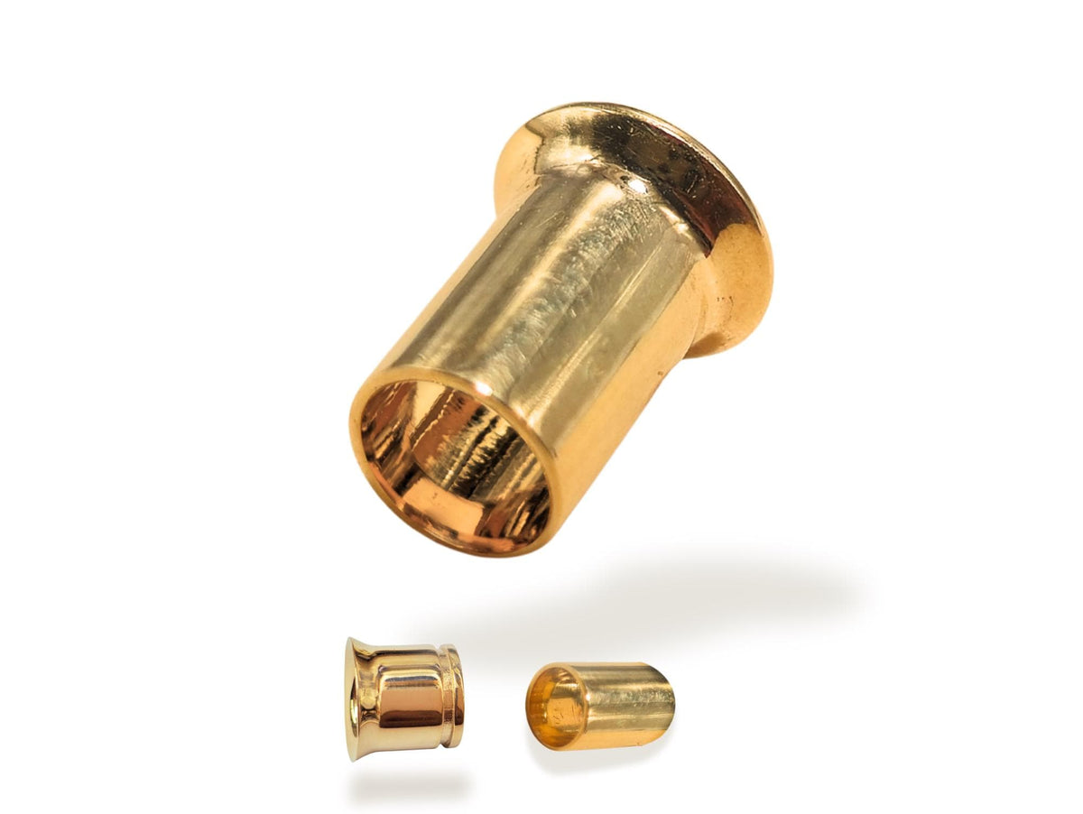 14K Solid Gold Ear Tunnel Plug: Handmade Body Jewelry - 1 piece - Big gauge ear plugs in Gold