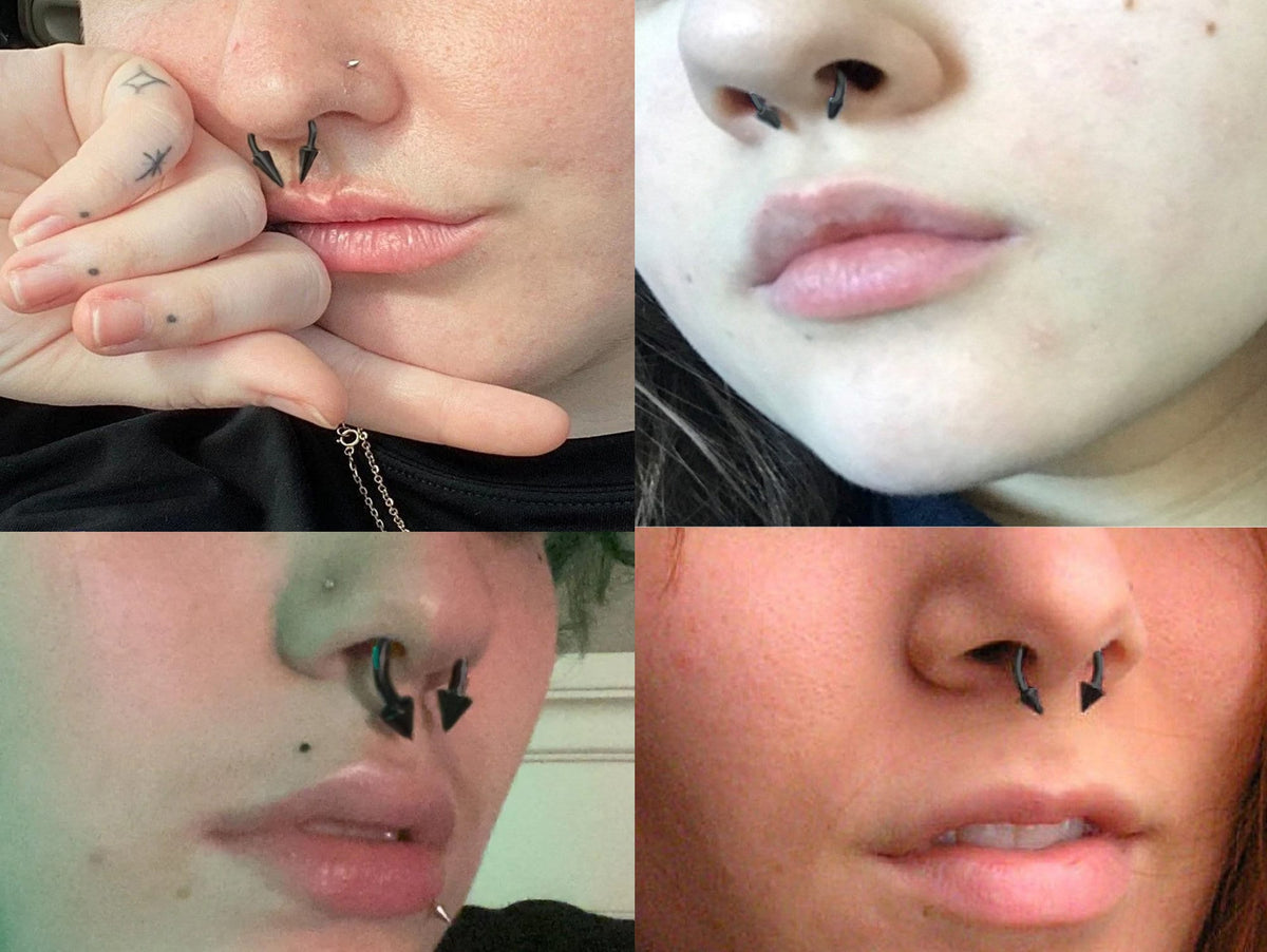 Gold Titanium Spike Horseshoe Barbell: Internally Threaded Septum Ring 16G 14G