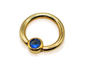 14K Gold Septum Ring: Gem Ball Closure (16G-14G)