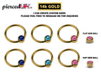 14K Gold Septum Ring: Gem Ball Closure (16G-14G)
