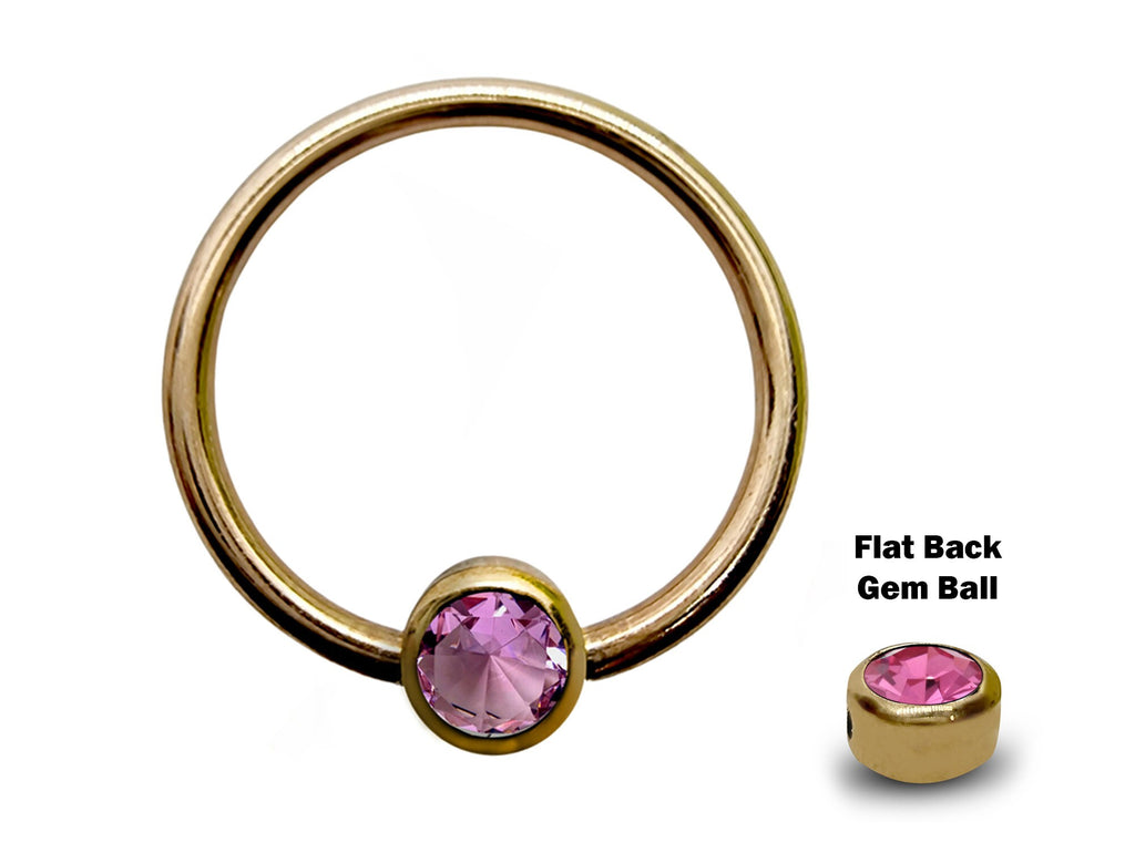 14K Gold Septum Ring: Gem Ball Closure (16G-14G)