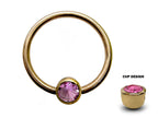 14K Gold Septum Ring: Gem Ball Closure (16G-14G)