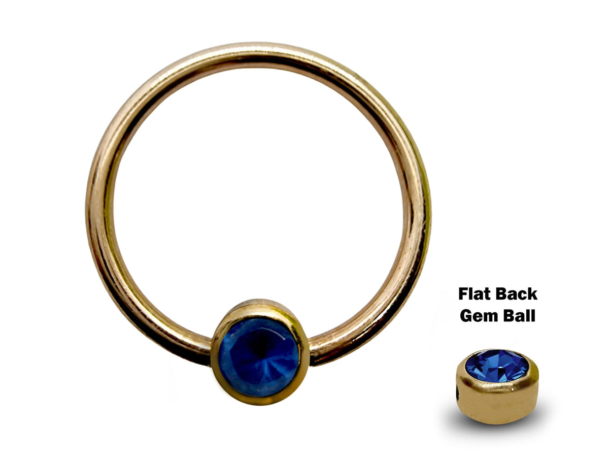 14K Gold Septum Ring: Gem Ball Closure (16G-14G)