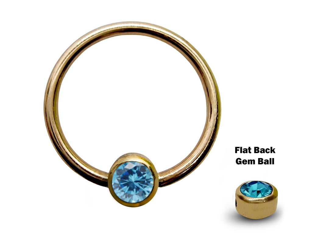 14K Gold Septum Ring: Gem Ball Closure (16G-14G)
