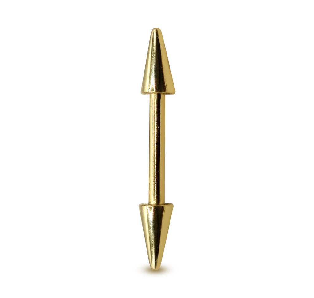 14K Solid Gold Spike Nipple Barbell Piercing Jewellery - 1pc Each Order
