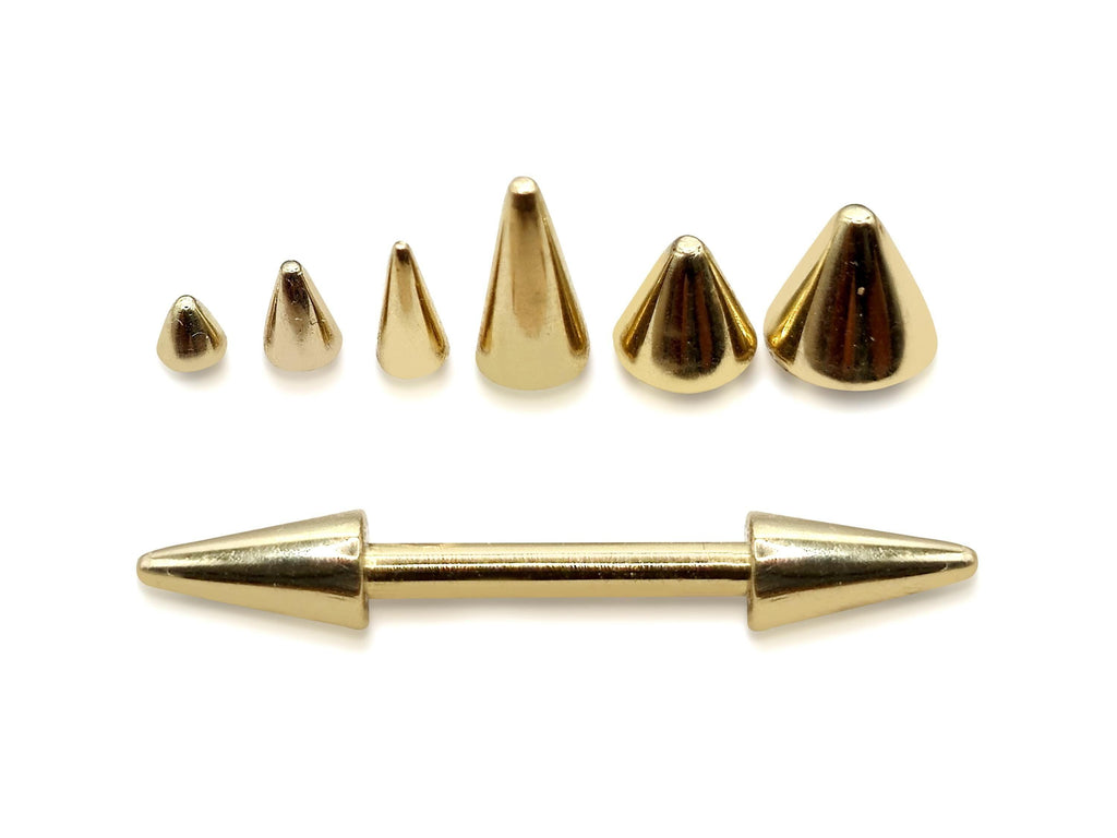 14K Solid Gold Spike Nipple Barbell Piercing Jewellery - 1pc Each Order