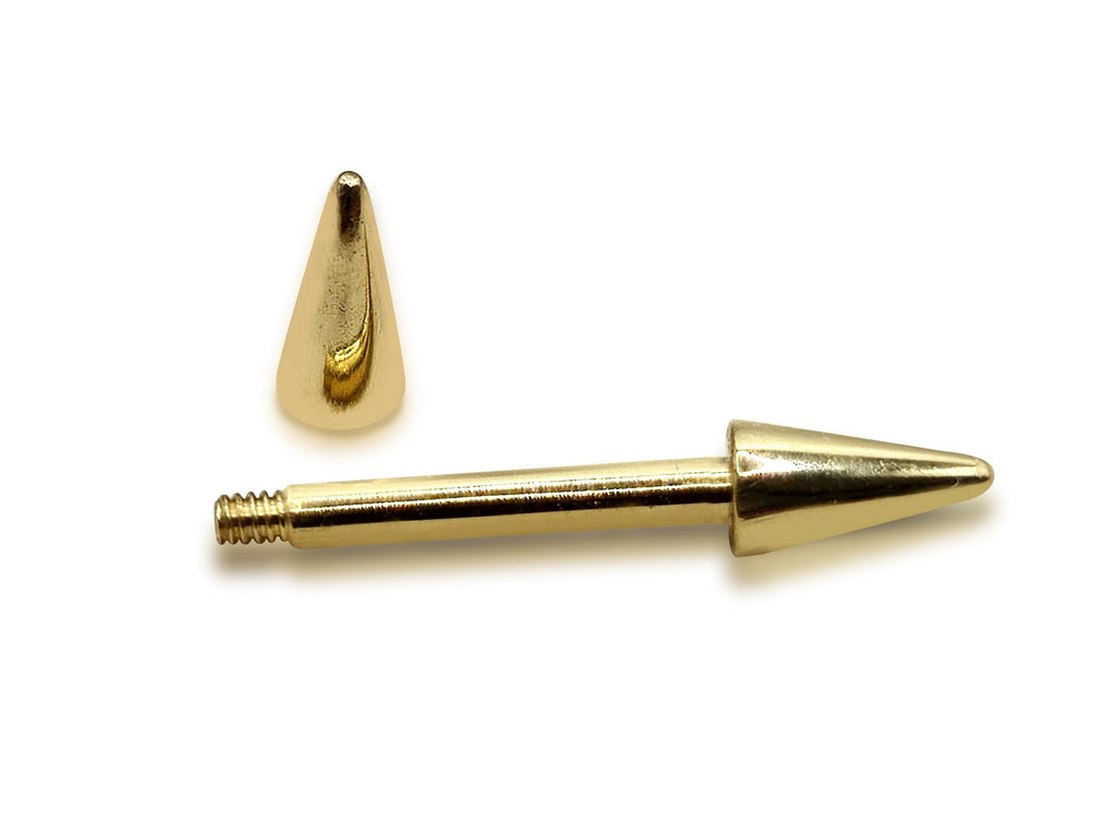 14K Solid Gold Spike Nipple Barbell Piercing Jewellery - 1pc Each Order
