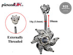 Silver Windmill Belly Button Ring: CZ Crystal Navel Piercing (16g)