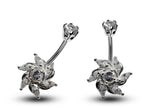 Silver Windmill Belly Button Ring: CZ Crystal Navel Piercing (16g)